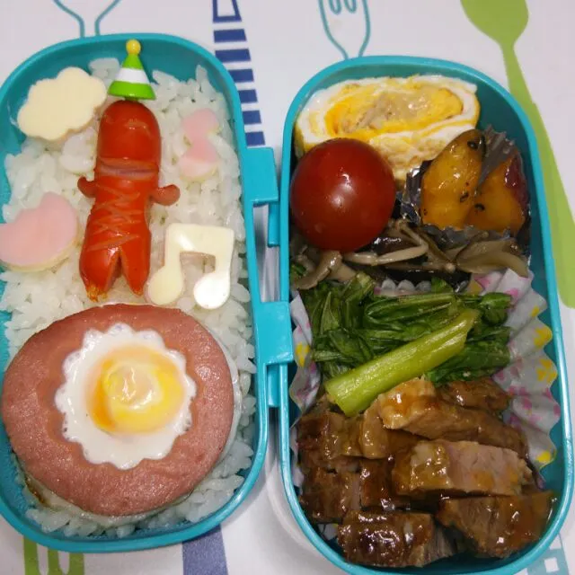 Snapdishの料理写真:5月27日　高校生女子お弁当　たまのりソーセー人(笑)|クッキングおやぢさん