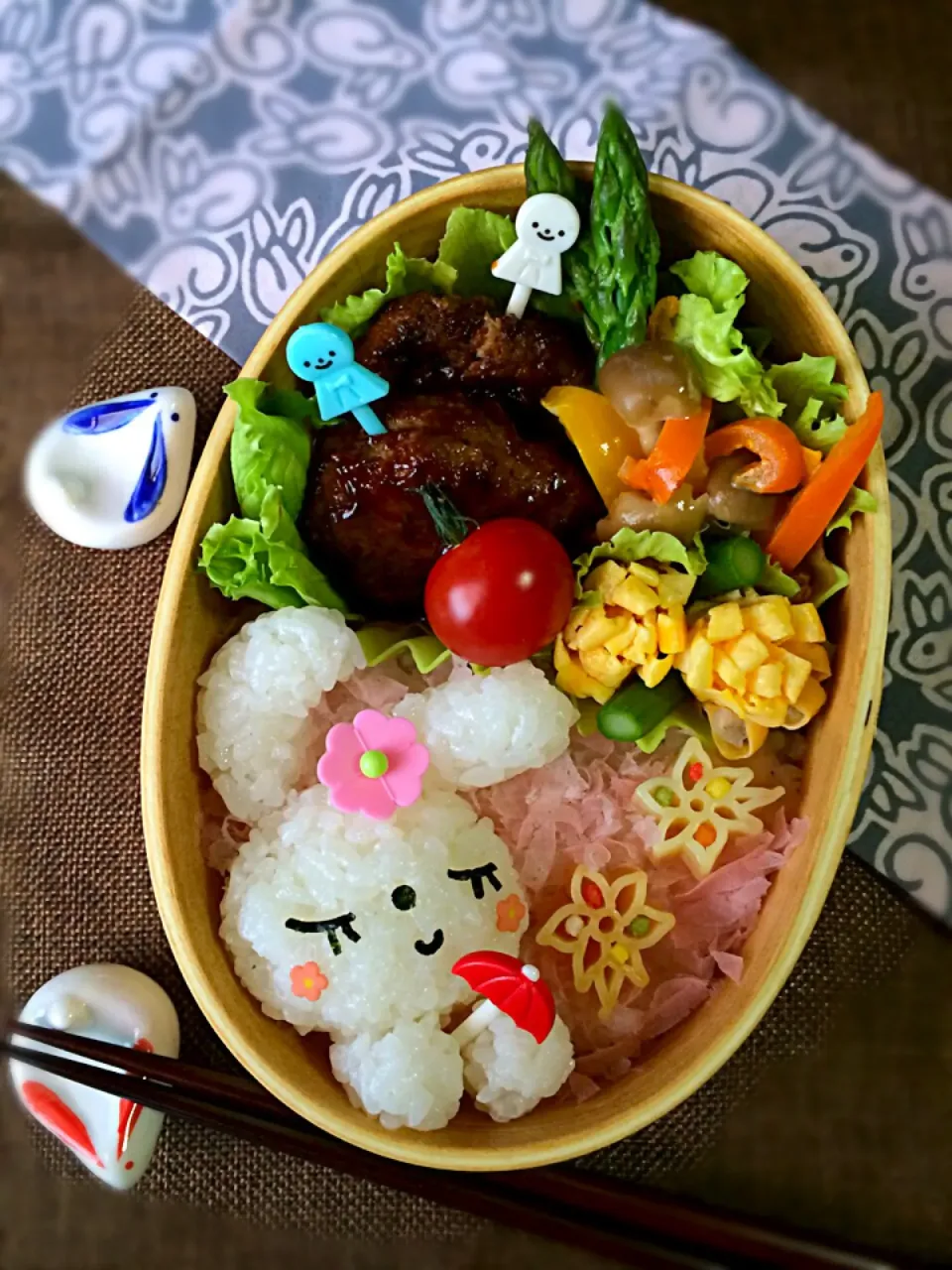 Snapdishの料理写真:ゆっぴーઈ(◕ั◡◕ั)*ﾟ*♡のお弁当『☔️雨降りうさぎちゃん』|kumiさん