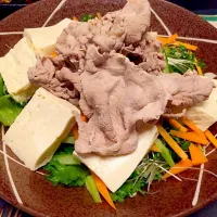 Snapdishの料理写真:夕食✳︎冷しゃぶ豆腐サラダ✳︎|ゆかり◡̈♥︎さん