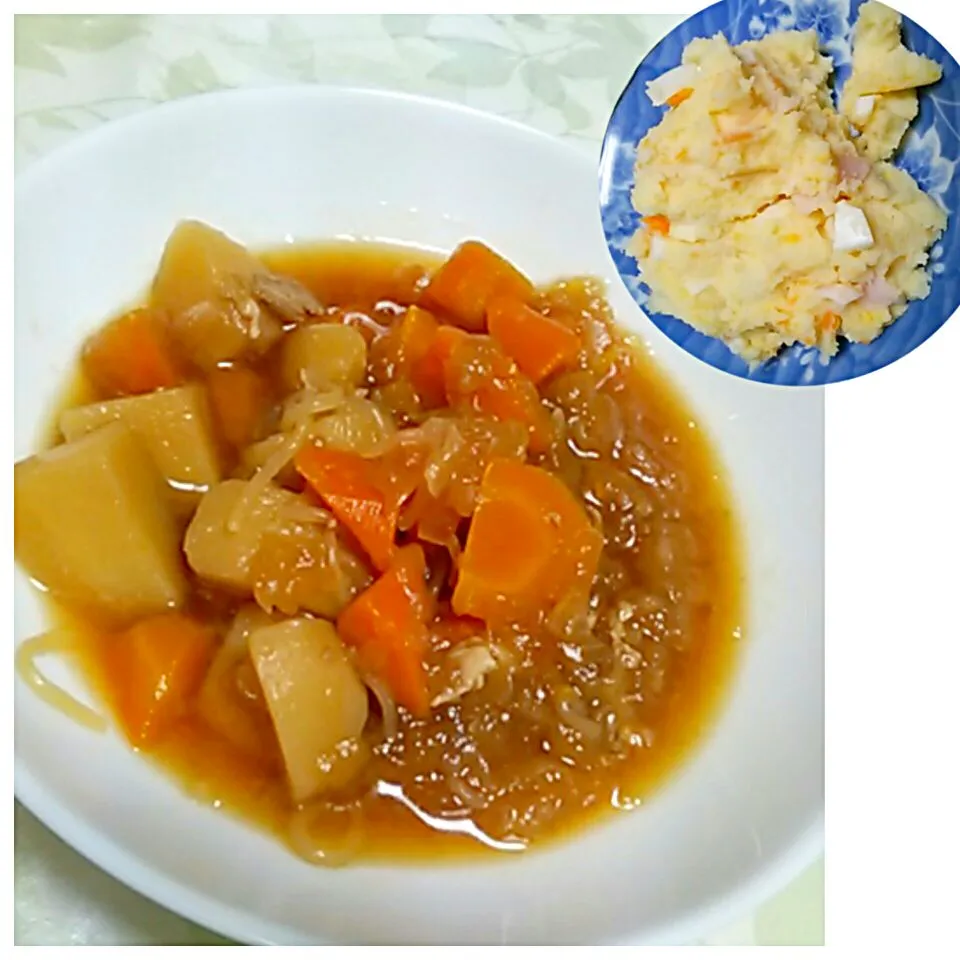 肉じゃが
ポテトサラダ

一昨日の夕飯|猫田さん