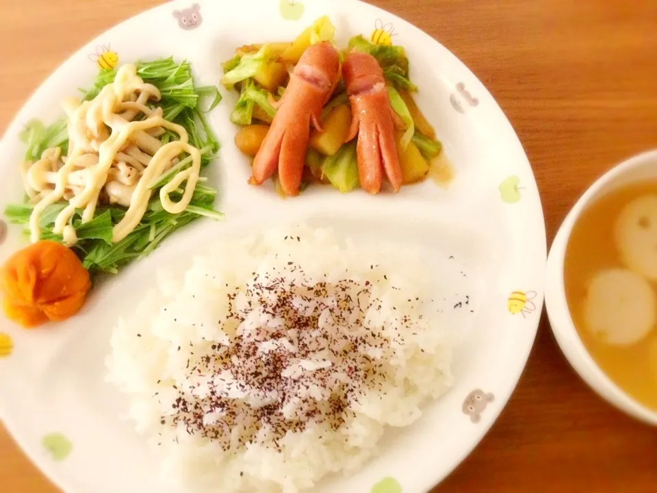 Snapdishの料理写真:そーせー人が来た！朝ごはんプレート|生物多様性さん