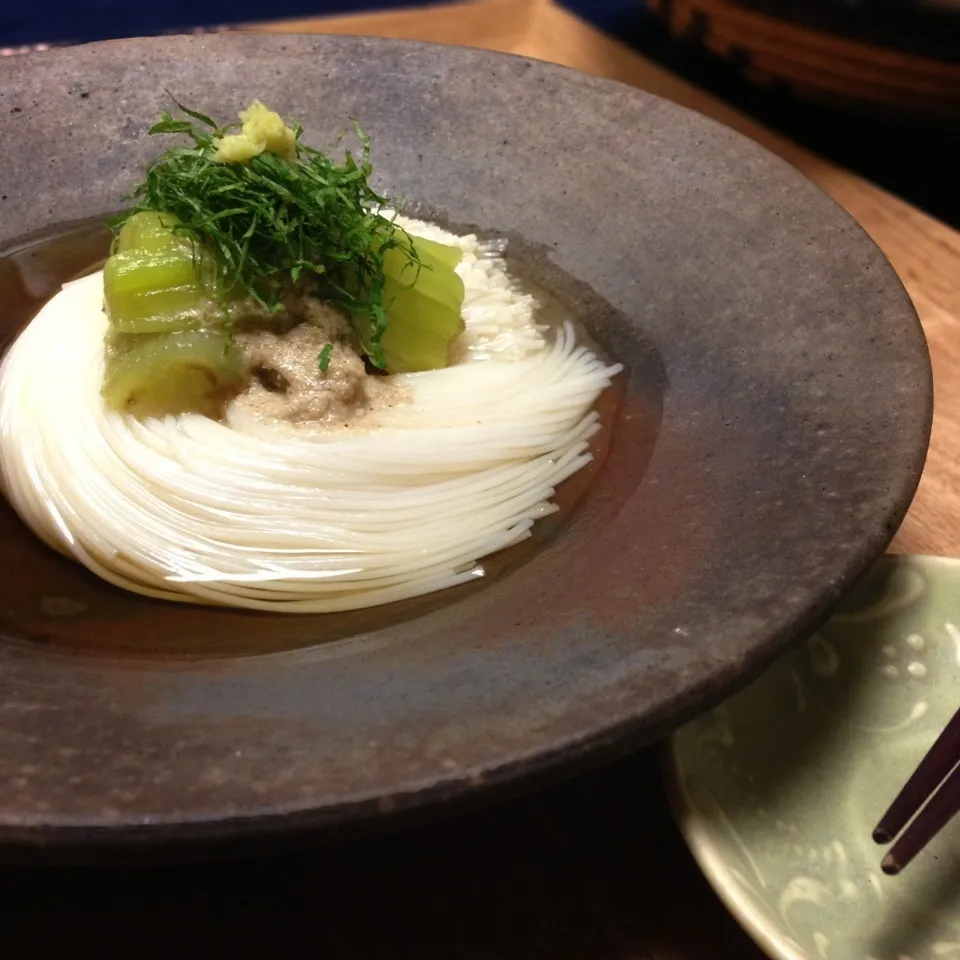 ケイさんの翡翠茄子で冷やし胡麻ダレ素麺作ったよ☆|ゆかりさん