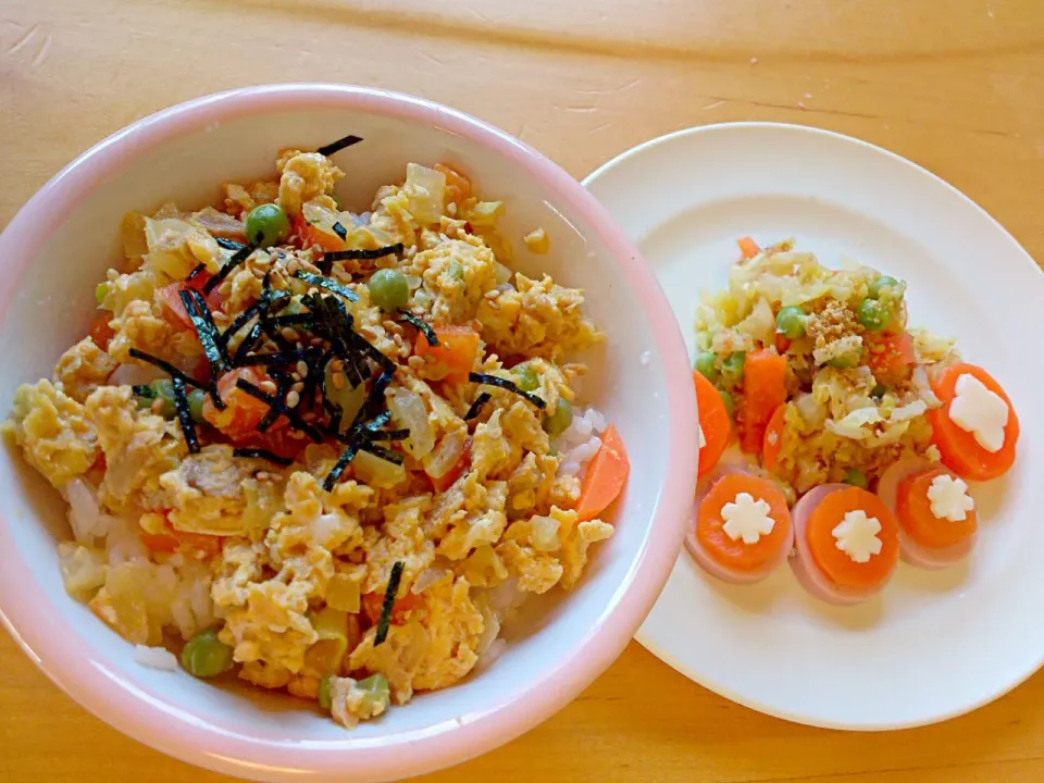 卵とじ丼/サラダ|あんこさん