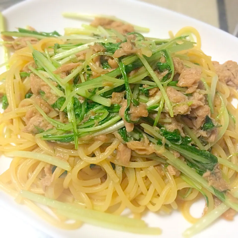 ツナと水菜の醤油パスタ|miicookさん