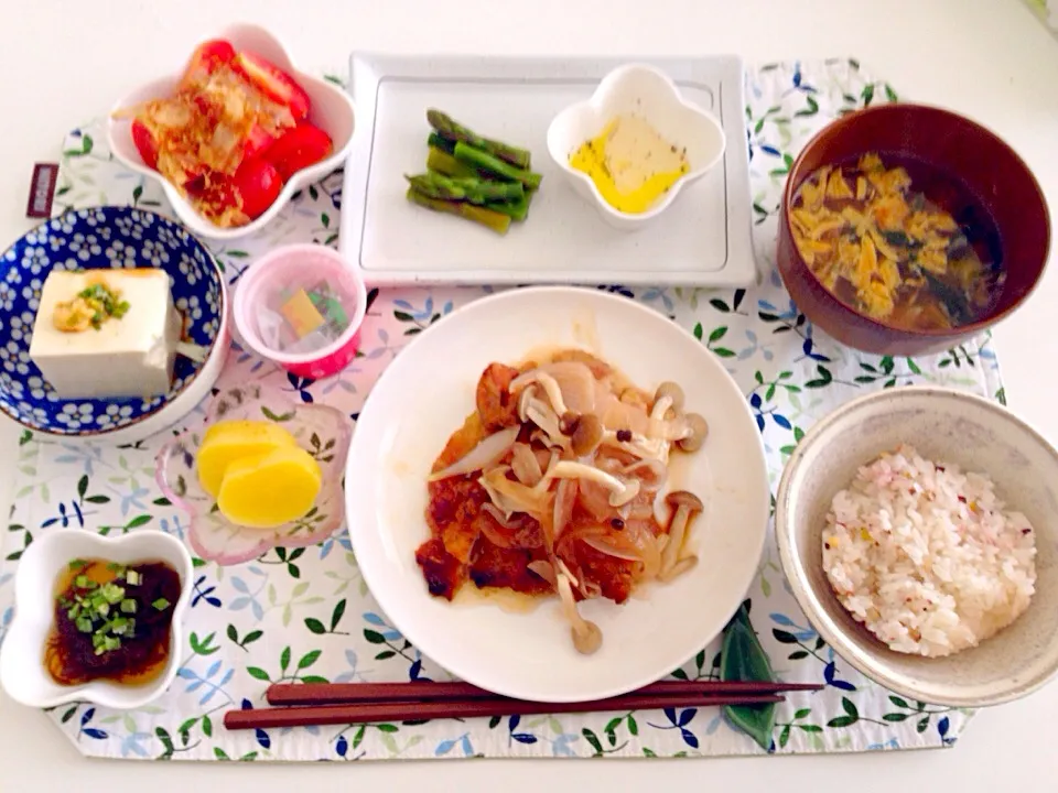 黒酢チキン アスパラとレモンソース など|まいたろさん