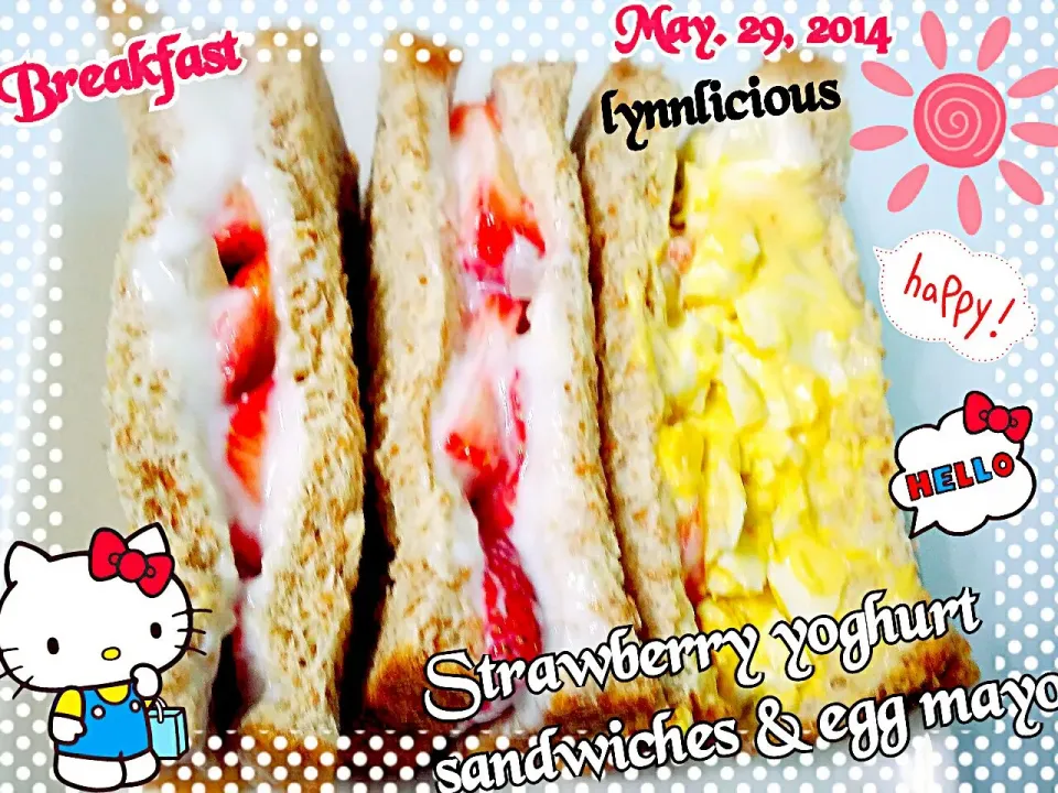 Healthy Strawberry Yoghurt Sandwiches + Egg 😋|🌷lynnlicious🌷さん