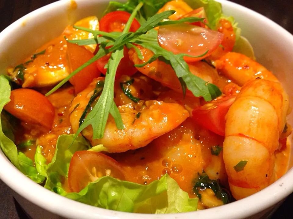 Sautéd prawn with sambal Oleh and garlic|sgさん