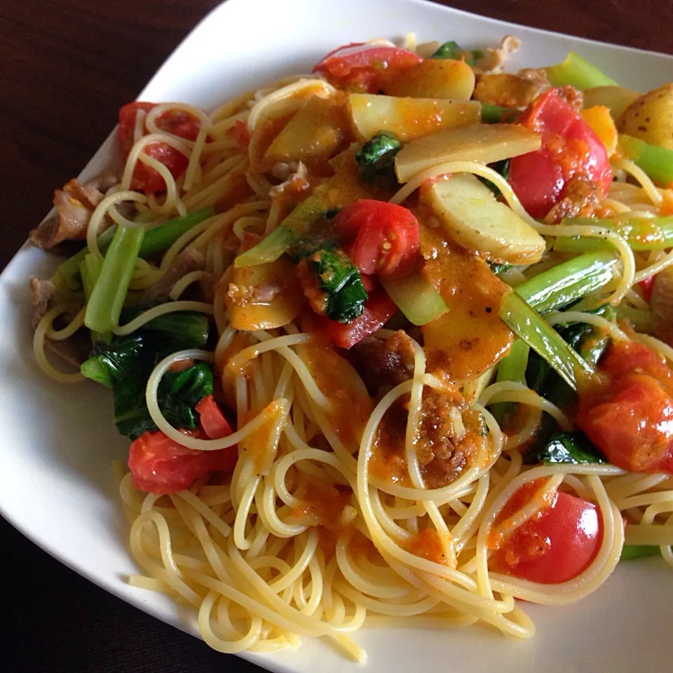 ドレッシングで食べる簡単サラダパスタ|今日の献立さん