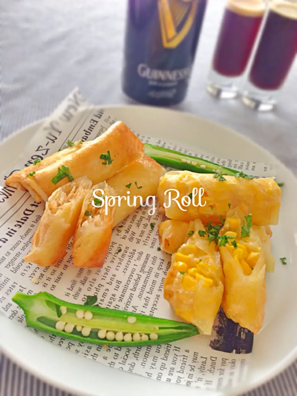 桜海老とコーンの春巻き 🍺 Spring Roll|thanksanさん