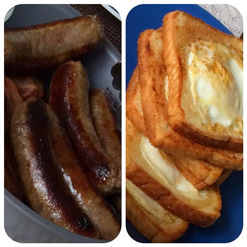 Snapdishの料理写真:Bangers and Egg in a Basket|Corrina Angelさん