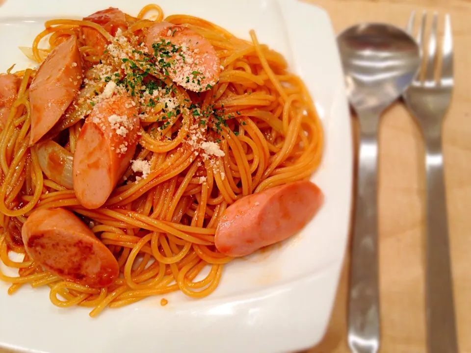 りりたんこぶさんの料理 こってりナポリタン 味玉はなし~_~;|ゆきさん