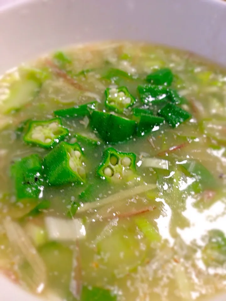 Homemade sesame-miso soup for cold udon noodle :) 食欲なしなんでまたまたさっぱり系☆ ゴマ味噌冷汁をざるうどんで^ ^|Tanuさん