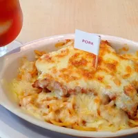 Baked pasta with pork and lychee drink|Amanda Leeさん