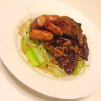 もやしと味美菜炒めon肉！|Naoyuki Imazuさん