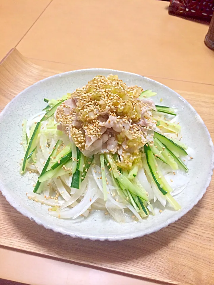 ネギ塩豚しゃぶ冷やしうどん|saeccolinistaさん