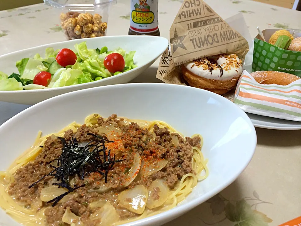 肉そぼろが余ったから、肉そぼろのクリームパスタ♡|makoさん