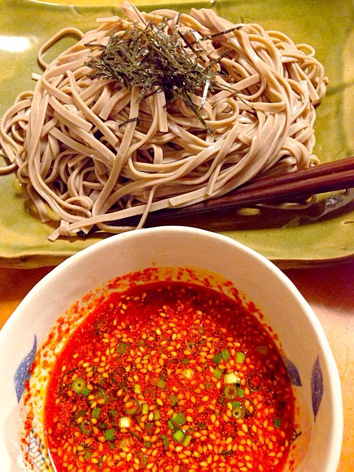 広島つけ麺の汁で太蕎麦|中華蕎麦 銀時さん