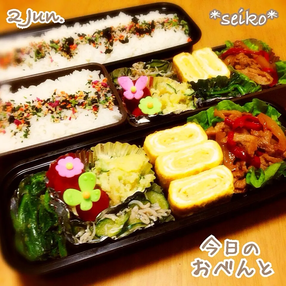 旦那さんと長女のお弁当☆ 2014.6.2|*seiko*さん