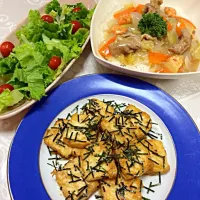 Snapdishの料理写真:お豆腐の照り焼き、ちゃんぽん丼、サラダ|伊万里さん