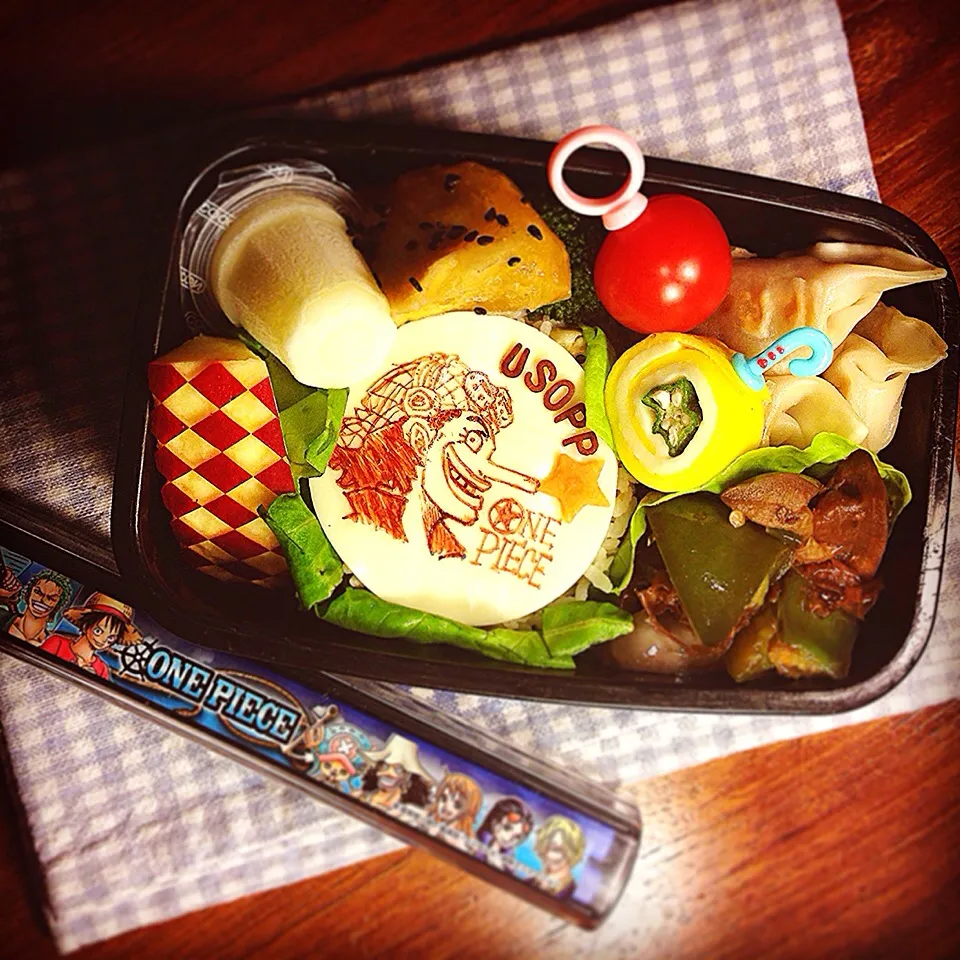 ONE PIECE ⭐︎ Usopp Green peas rice & Pan-fried dumpling Lunch box. ONE PIECE ウソップ⭐︎ 豆ご飯と焼き餃子弁当|Yuka Nakataさん