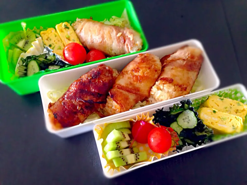 Snapdishの料理写真:肉巻きおにぎり弁当|もずさん