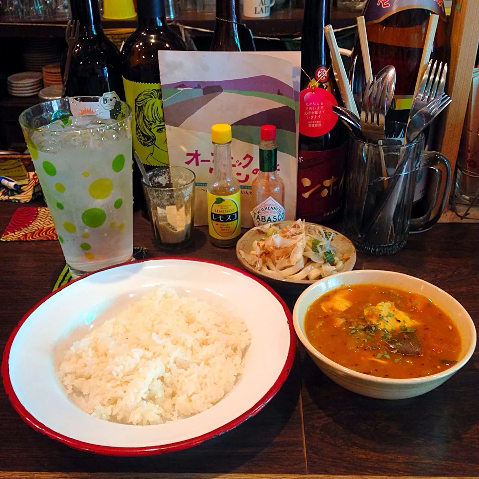 南インドの酸っぱいカレー チキンラッサム＆ミニ焼きうどん|Akiyuki Chinnen Sukiyaki Shiraishiさん