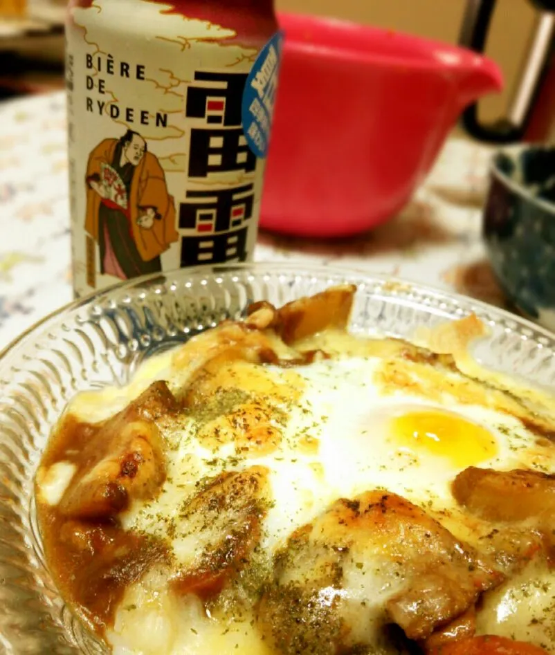 焼きカレー卵のせ＆雷電 夏仕込み|トミーサクさん