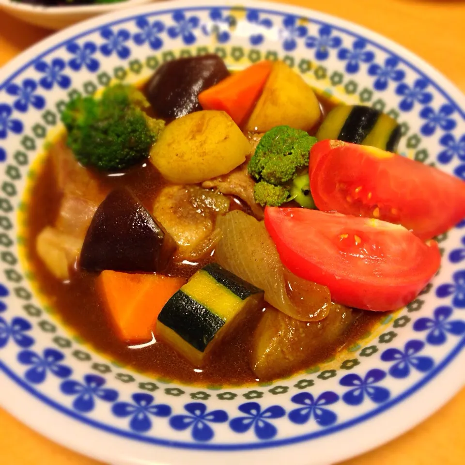 Snapdishの料理写真:夏野菜いっぱいのスープカレー|みちさん