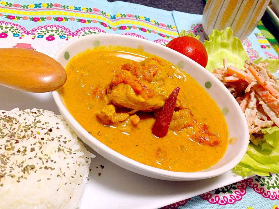 バターチキンカレー・ごぼうサラダ|がぁがさん