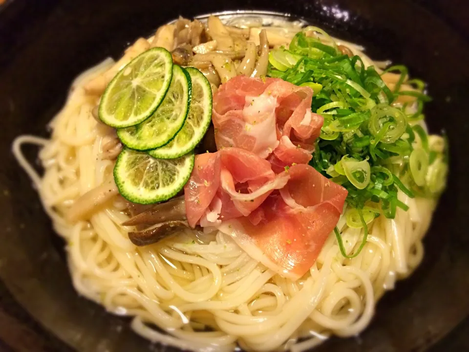 きのこのすだちマリネ 生ハム1|半田手延べそうめんの店 阿波や壱兆さん