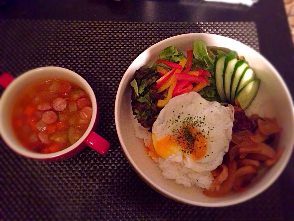 ロコモコ丼、ミネストローネ|ayumiさん