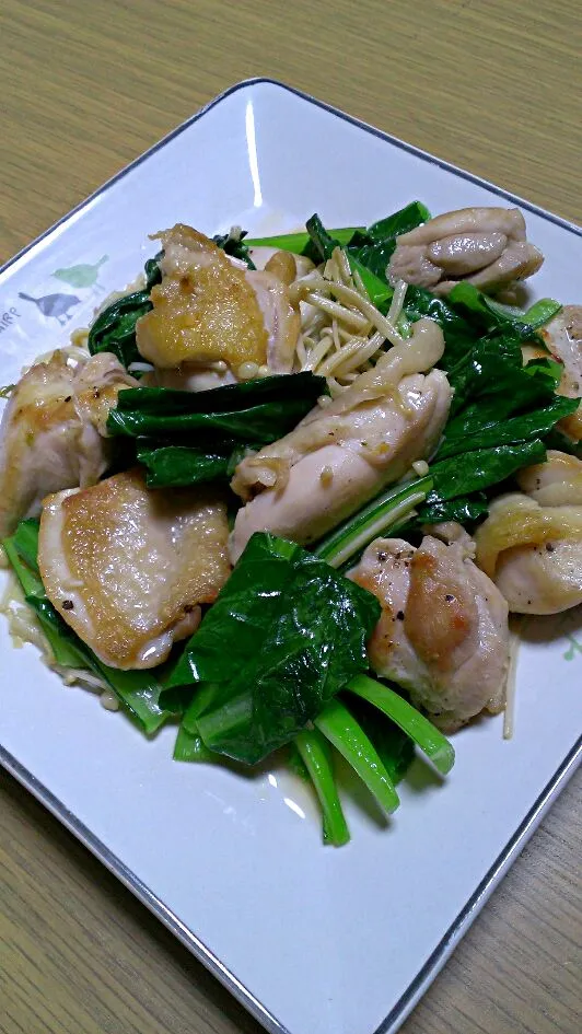 鶏もも小松菜えのきのゆずこしょう炒め|みあこさん