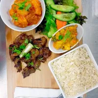 Chicken,mutton ,home made bitten rice with potato achar .. (Nepali dish)|freakingalさん