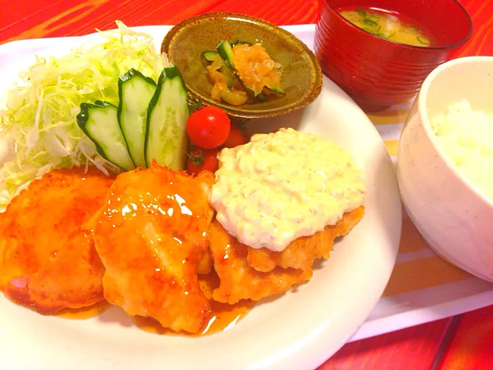 焼きチキン南蛮定食♪|かっぴーさん