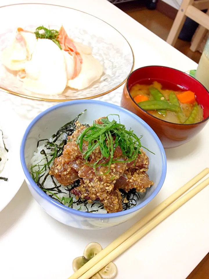 根菜味噌汁と胡麻鯖、カブの明太サラダ|Masakoさん