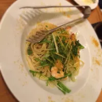 Snapdishの料理写真:海老と水菜のパスタ|みささん