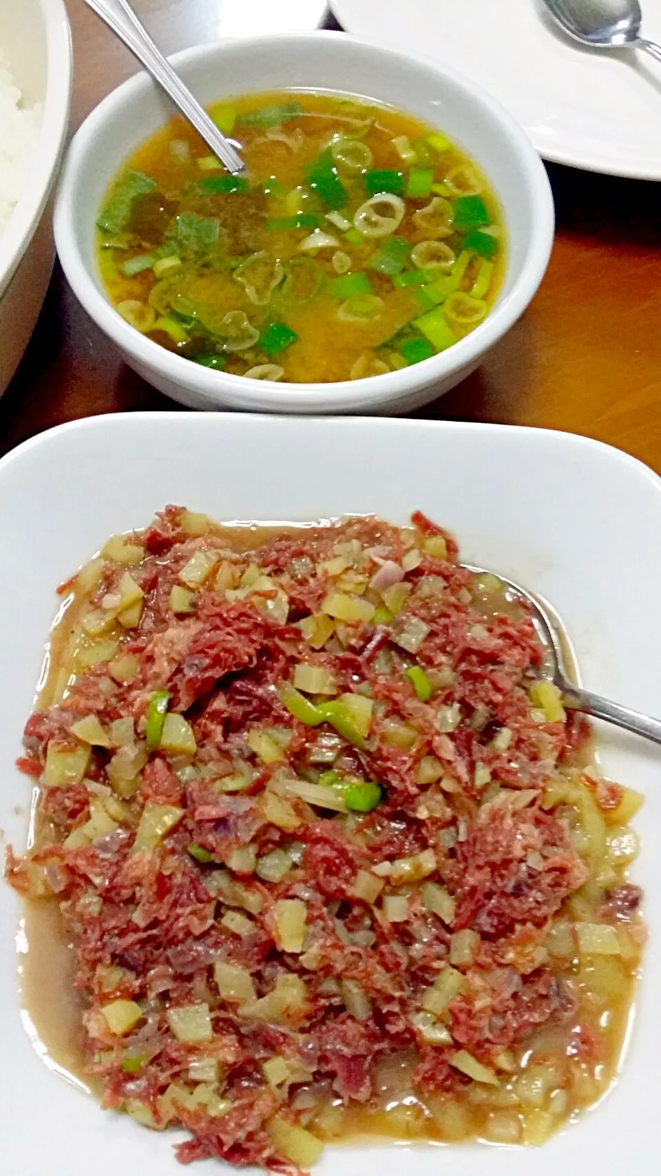 Sauted Onion Cornedbeef with Onion Leeks and Miso Soup! Yummy!|Irene Lee Del Rosarioさん