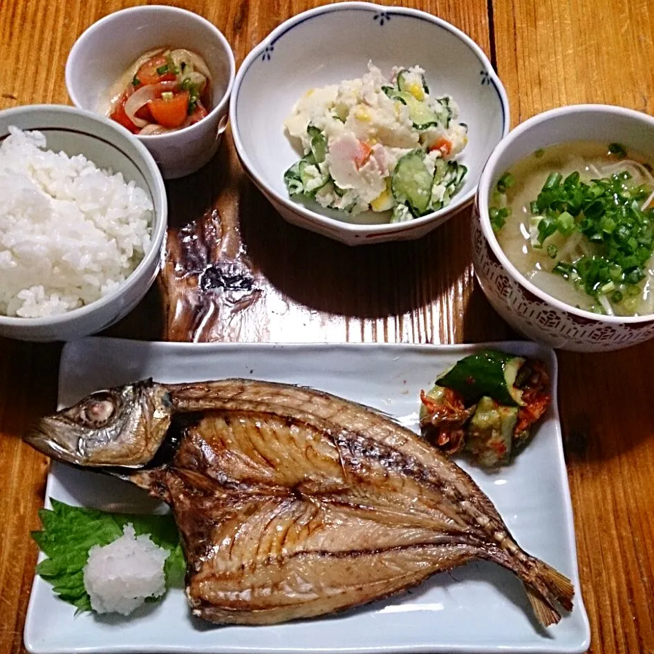 鯵の開き定食^_^|ゆらさん