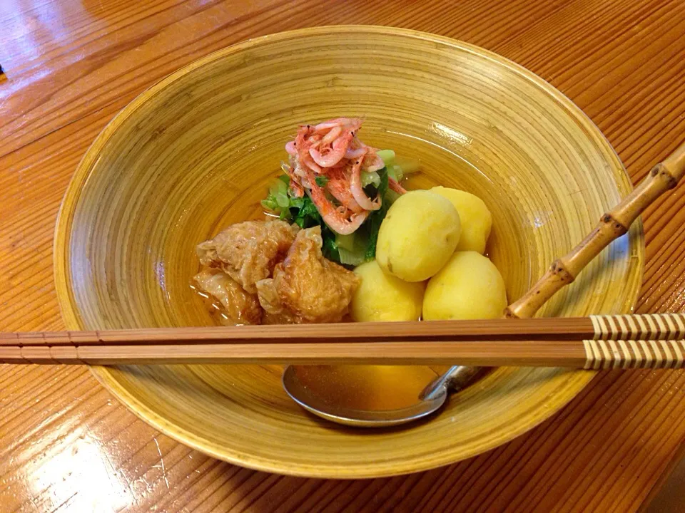 炊合せ 帆立湯葉包み 新じゃが 芯取菜 桜えび|ハギーさん