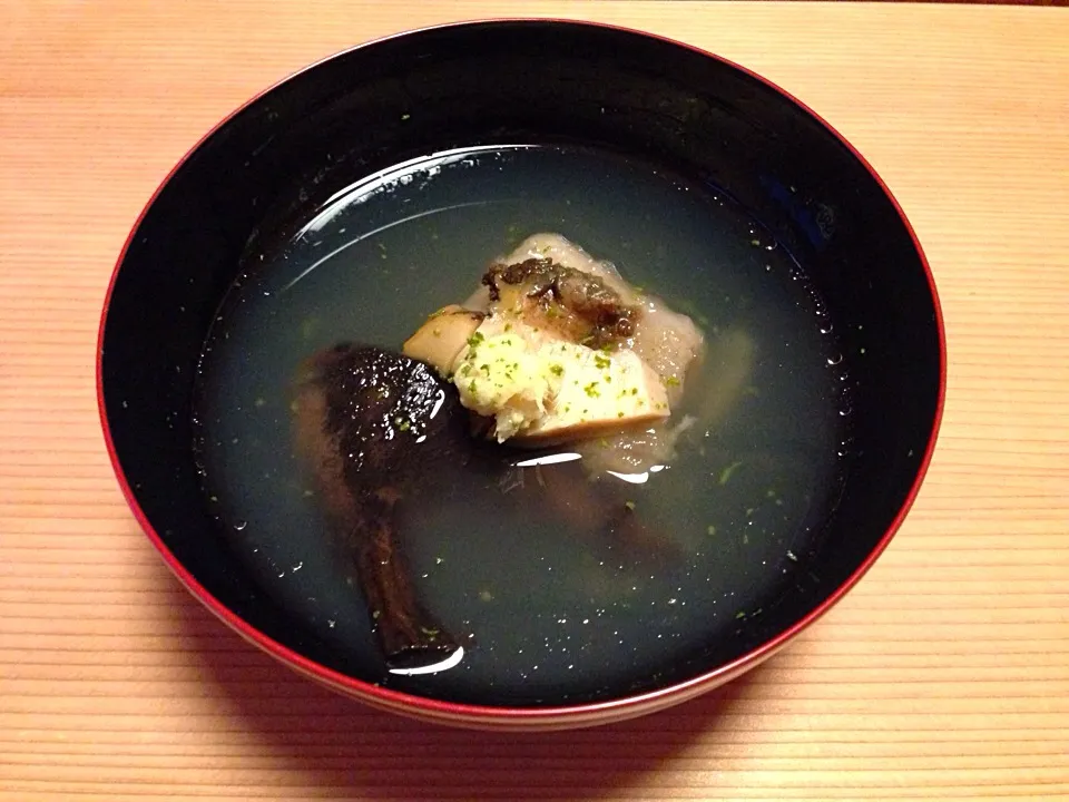 お椀 蒸鮑 蓮根餅 香茸 生姜 振柚子|ハギーさん