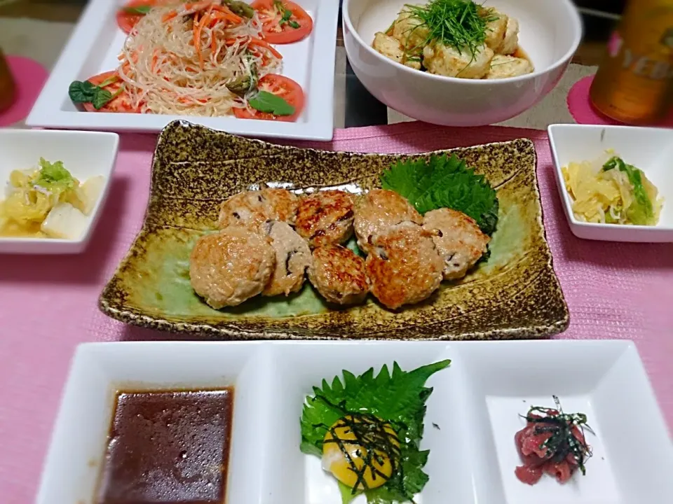 ☆つくね
☆揚げ出し豆腐
☆春雨サラダ
☆白菜としらすの味ぽん和え|ちいさん