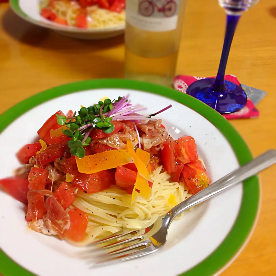 Vermicelli,fredda prosciutto e pomodoro 冷製トマトと生ハム のベルミチェッリ|kctreeさん