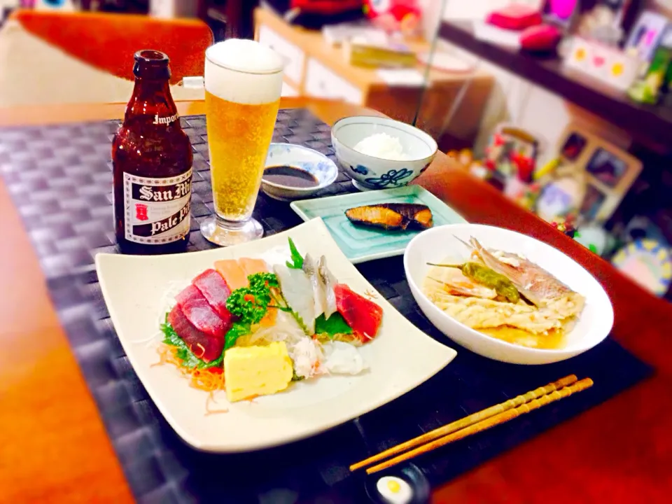 Snapdishの料理写真:刺身で一杯🍺♪(*^^)o∀*∀o(^^*)♪|マニラ男さん