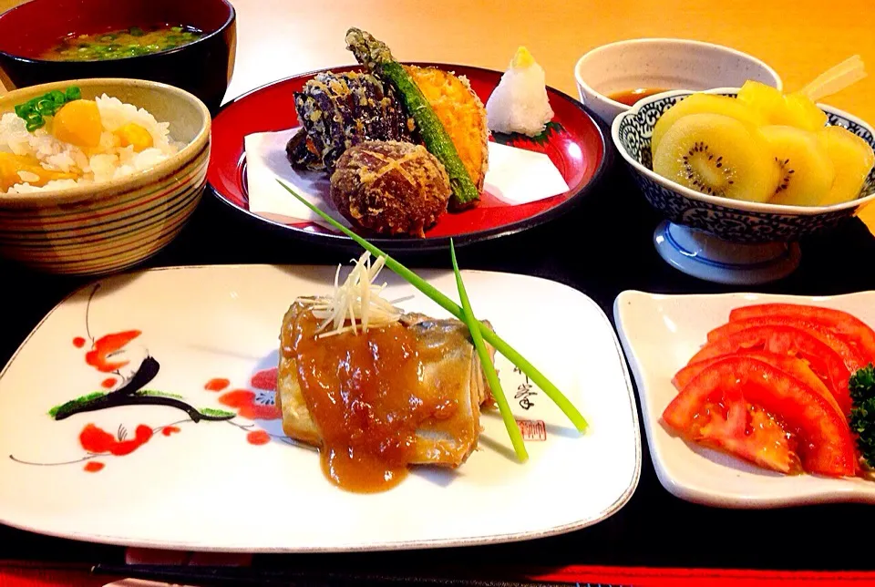 鬼門！天麩羅定食 全体像|( ；´Д｀)よーこ  元気ですさん