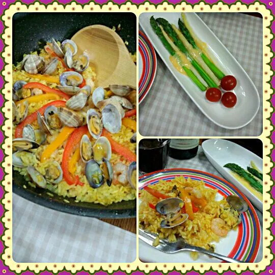 Paella,Source Hollandaies asparagus|Rogerinaさん