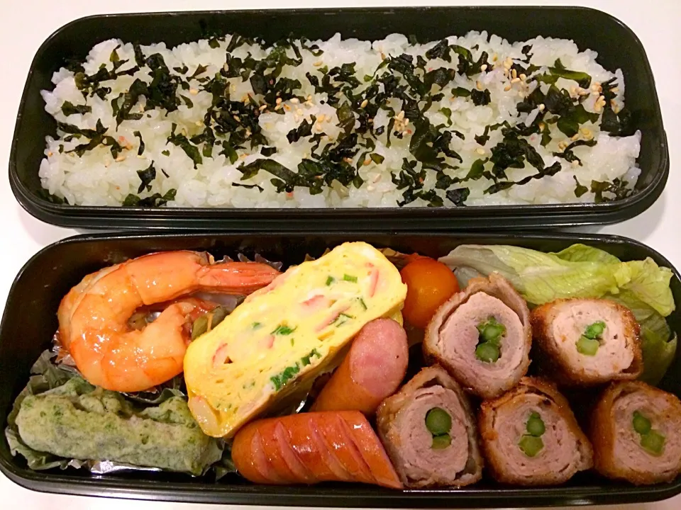 アスパラの肉巻きフライのお弁当。|Chiharuさん