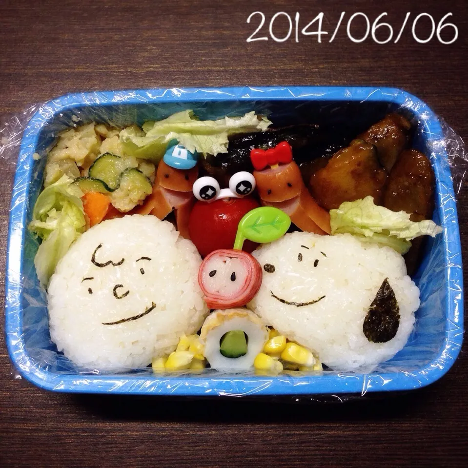 Snapdishの料理写真:スヌーピー＆チャーリー弁当(´ ω。 `)|ふくろう女子さん