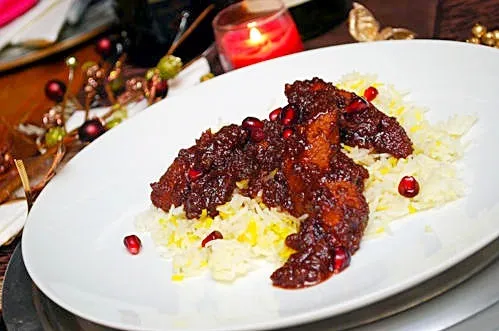 Persian Pomegranate-walnut stew with basmati rice|Ghazal Shakibさん