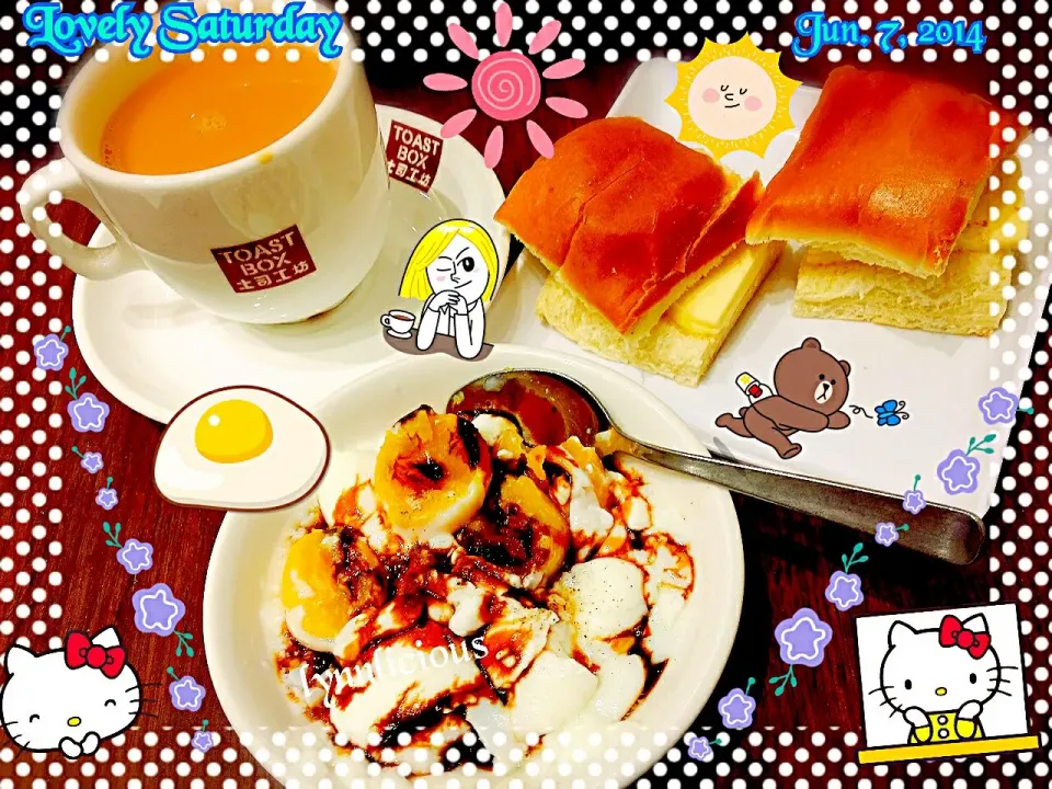 😋Toast box Soft Bun toast butter tea soft boiled eggs👧|🌷lynnlicious🌷さん