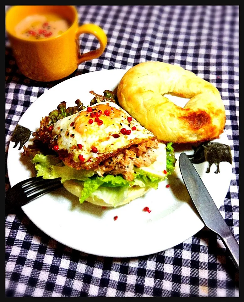 Bagel Open Sandwich & Shimeji Potage|welcomeizumiさん